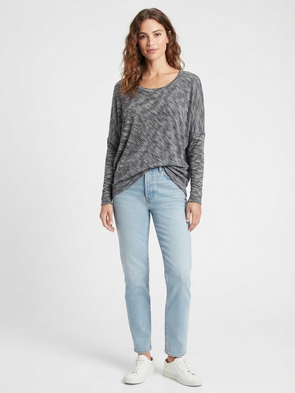 Anthropologie Women’s Gray Marled Long Sleeve Lightweight Top. Size XL